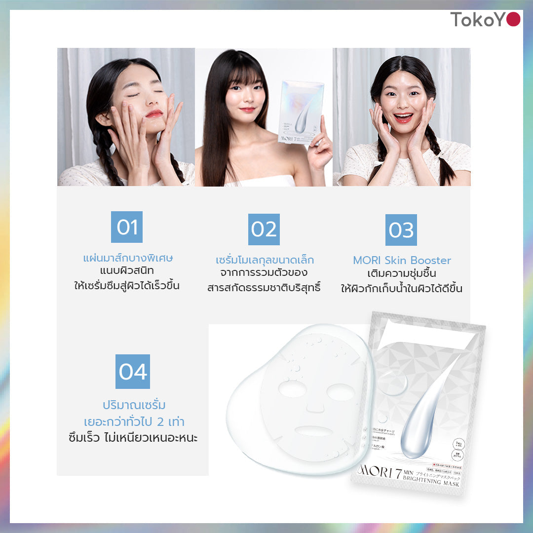 [คู่หูไม่กลัวแดด] MORI Collagen Watery Sun Milk SPF 50+ PA++++ | โมริ คอลลาเจน วอเตอร์รี่ ซัน มิลค์ SPF 50+ PA++++ 1 ชิ้น + MORI 7mins brightening mask | โมริ มาสก์ 7 นาที - 3 ชิ้น
