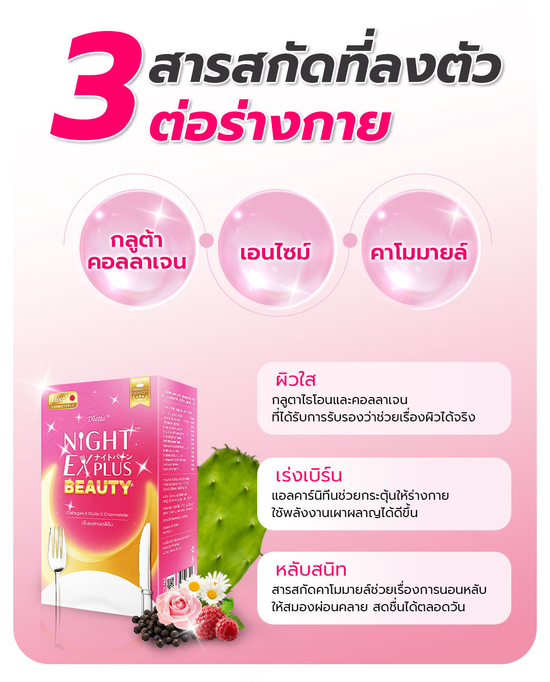 [ซื้อ 2 แถม 2] Tokoyo Night Ex Plus [Beauty] | 30 แคปซูล*4 - รวม 120 แคปซูล | แถมฟรี วีต้าไลฟ์ แอสตาแซนธิน พลัส 8 แคปซูล