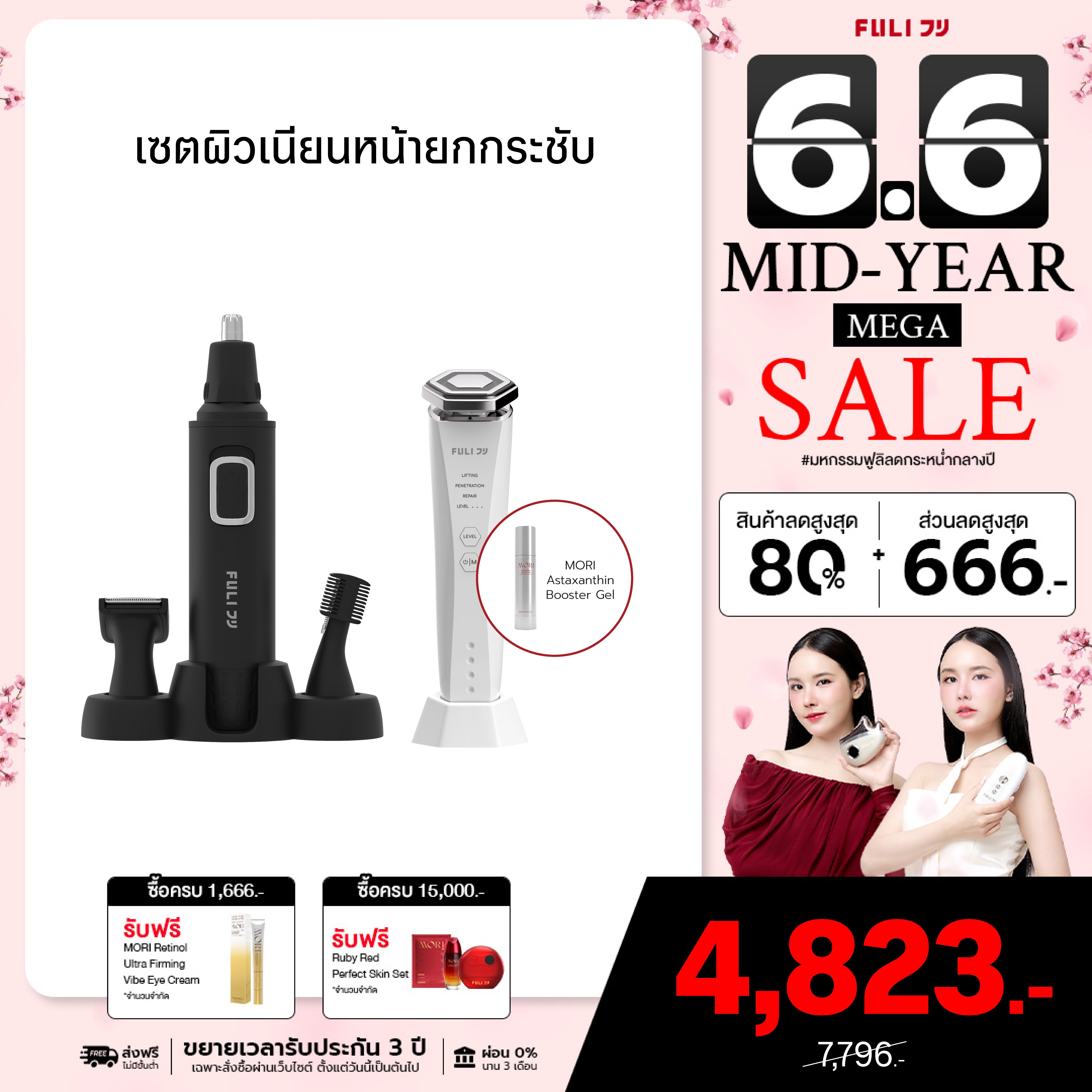 เซตผิวเนียนหน้ายกกระชับ | FULI 4in1 Facial Trimmer + Re-Aging Intelligent Ultra RF/EMS Skin Tightening Device