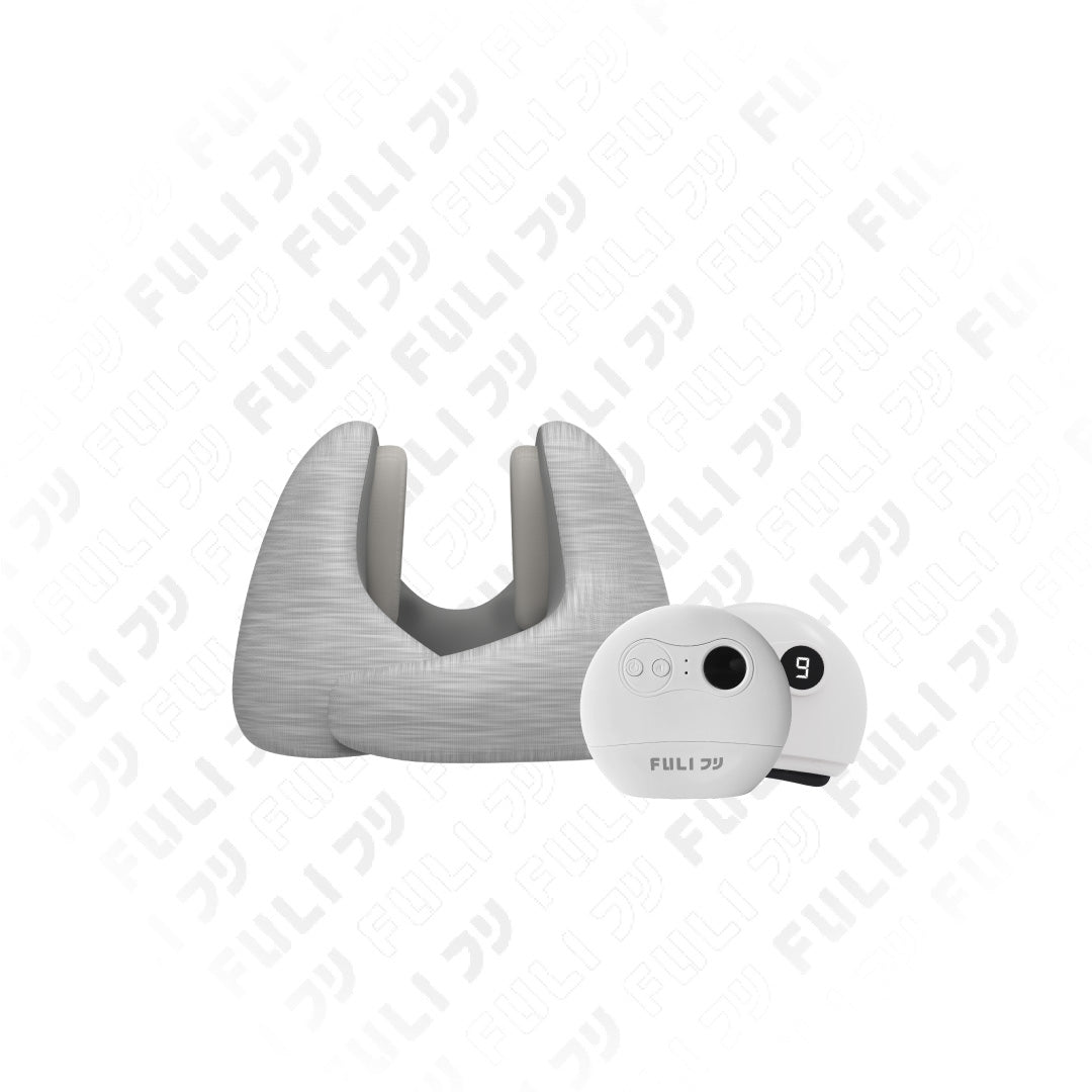 เซตเงียบสนิทหน้าเรียว | FULI Noise Cancelling Ergo Neck Pillow + FULI Natural Stone Electric Gua Sha