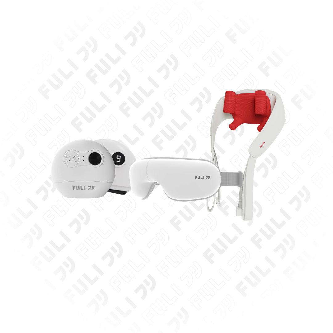 เซตตาใสเหนียงหายสบายคอบ่าไหล่ | FULI Smart Eye Massager Lite + FULI Natural Stone Electric Gua Sha + FULI Neck and Shoulder Massager
