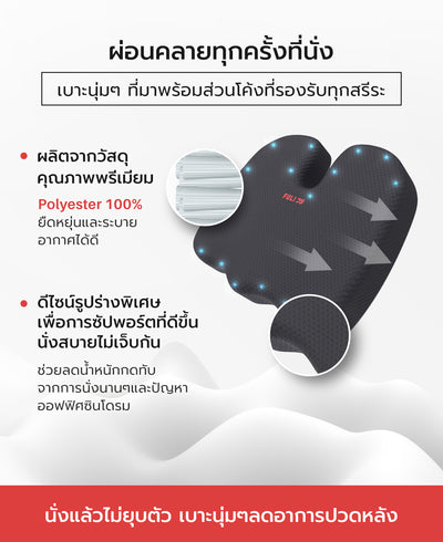 เซตนั่งสบาย FULI 3Memory Foam FULI Lumbar Support Cushion Core + U Shape seat cushions